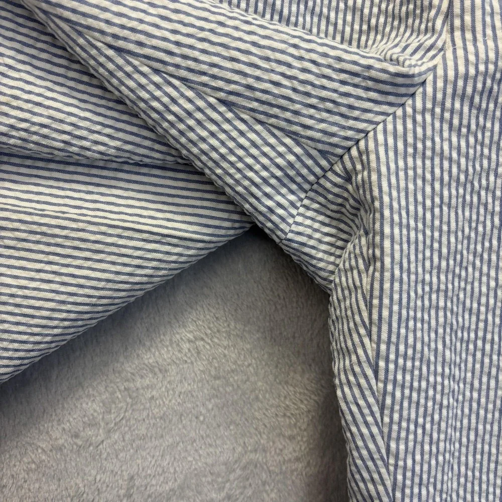 Enzo Tovare Seersucker Dress Pants Mens 39x33 Blue White Stripe Wedding Nautical